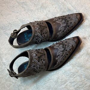 Lane Women's Embroidered Ankle Booties - Brown